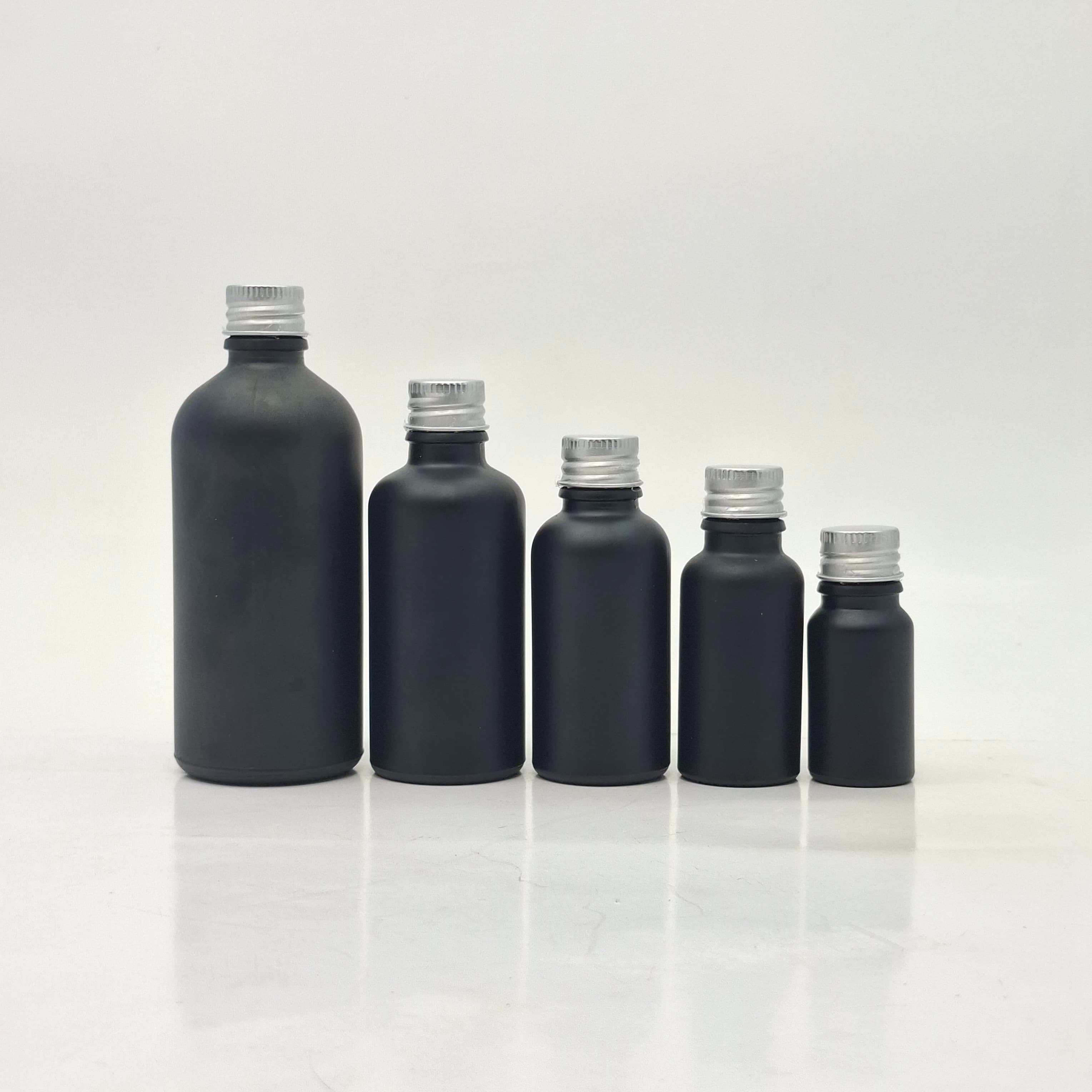 Main image of 10ml-100ml Black Glass Bottle - Au Cap Silver