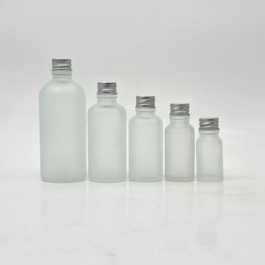 10ml-100ml Frosted Glass Bottle - Alu Cap Silver