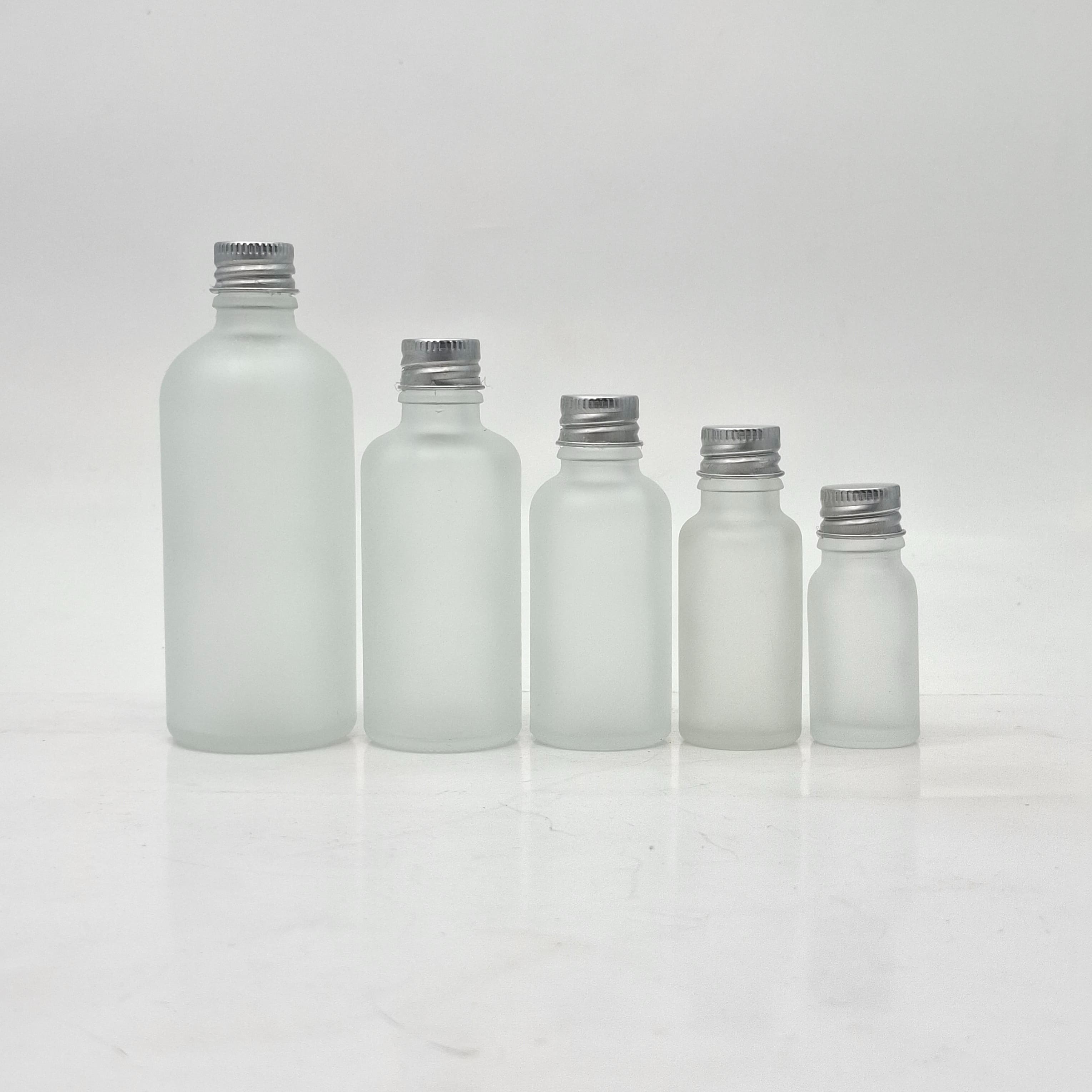 Main image of 10ml-100ml Frosted Glass Bottle - Alu Cap Silver