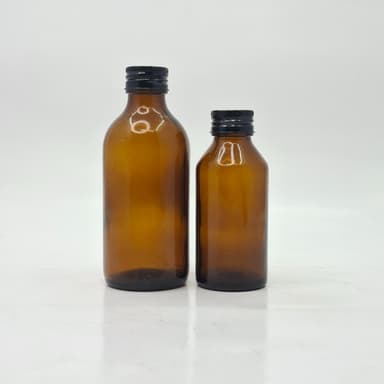 Amber Glass Bottle - Alu Cap Black