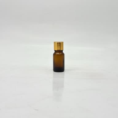 10ml Amber Glass Bottle - 18mm Shine Gold Lid with insert