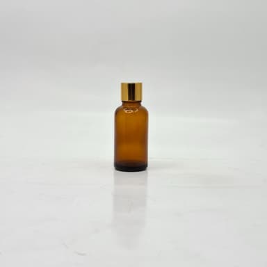 30ml Amber Glass Bottle -18mm Shine Gold Lid with insert