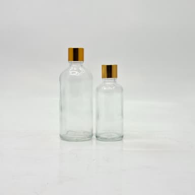 50ml-100ml Clear Glass Bottle - Shine Gold Lid