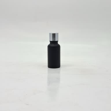 20ml Black Glass Bottle -18mm Shine Silver Lid with insert