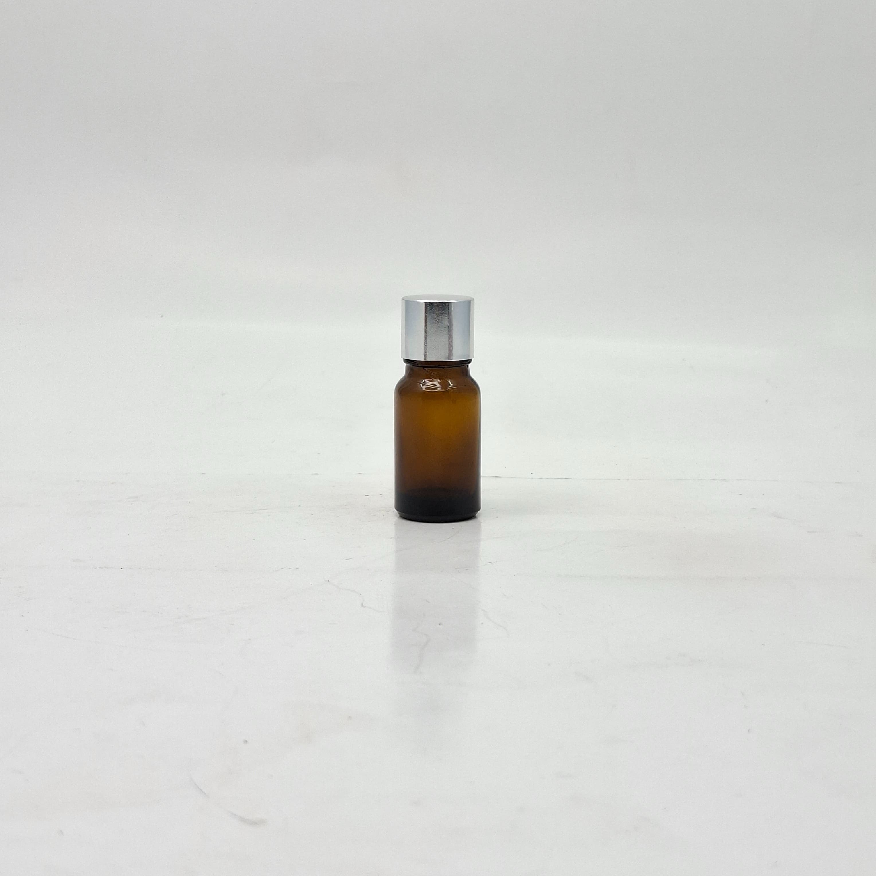 Main image of 10ml Amber Glass Bottle -18mm Shine Silver Lid with insert