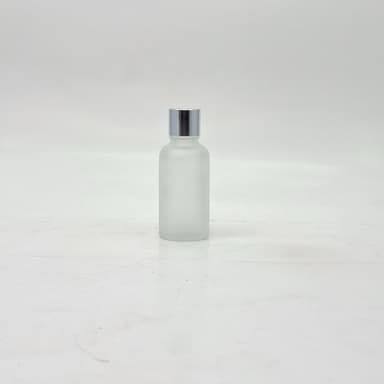 30ml Frosted Glass Bottle -18mm Shine Silver Lid with insert