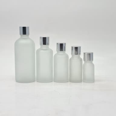 10ml-100ml Frosted Glass Bottle - Shine Silver Lid