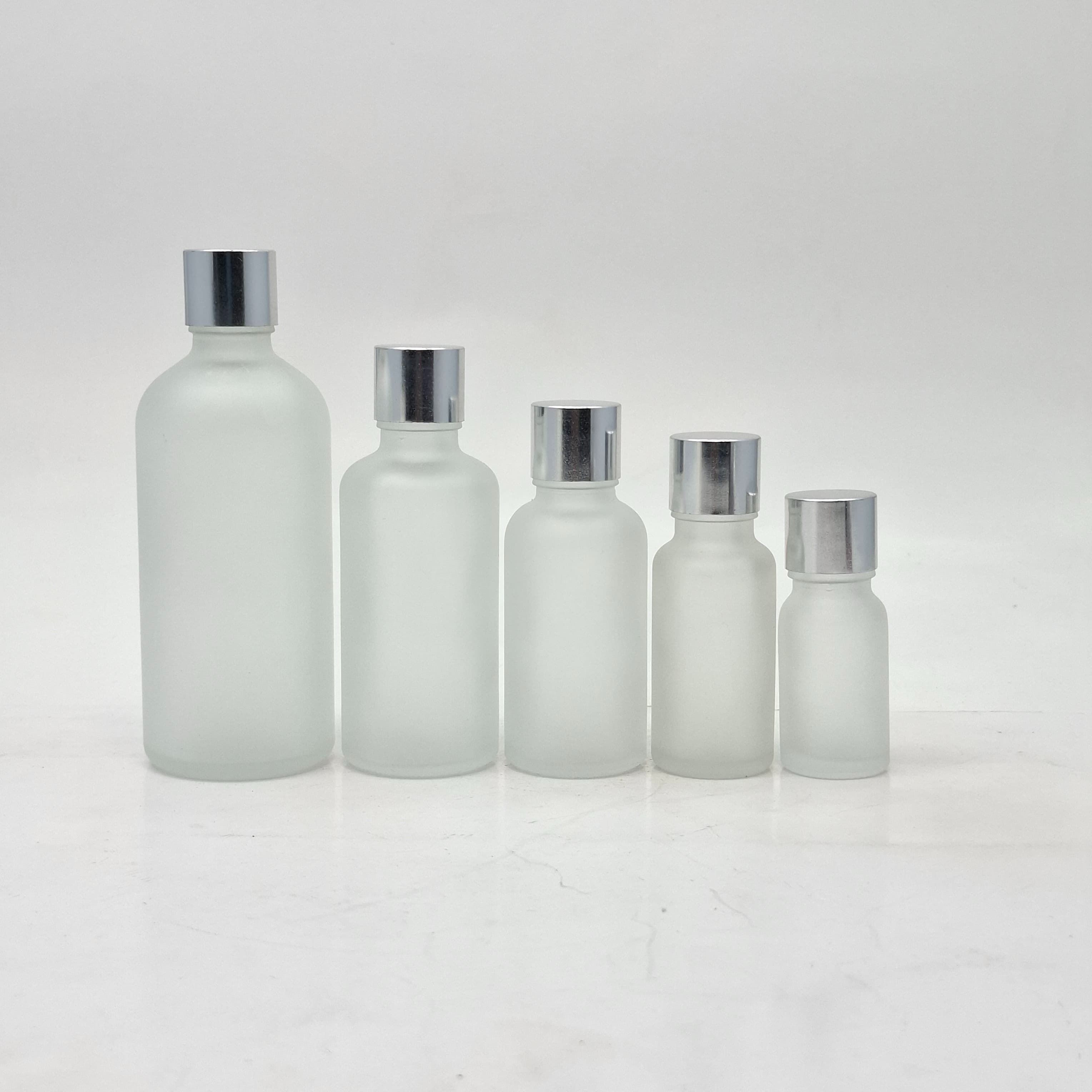 Main image of 10ml-100ml Frosted Glass Bottle - Shine Silver Lid
