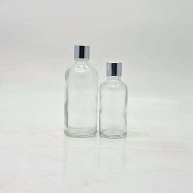 50ml-100ml Clear Glass Bottle - Shine Silver Lid