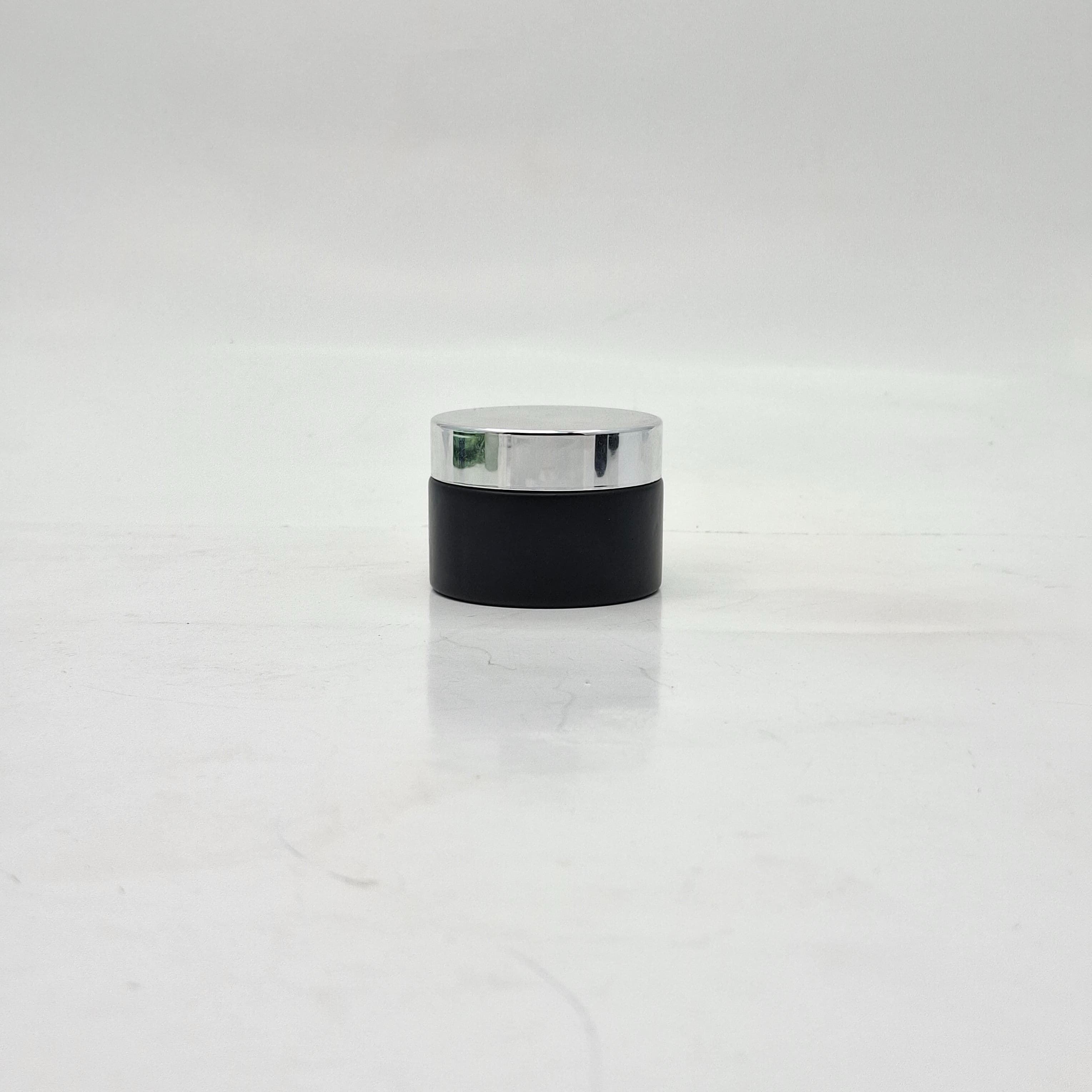 Main image of 30ml Black Glass Cream Container - Silver Lid