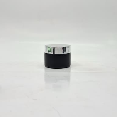 50ml Black Glass Cream Container - Silver Lid