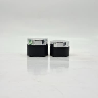 Black Glass Jar - Silver Lid