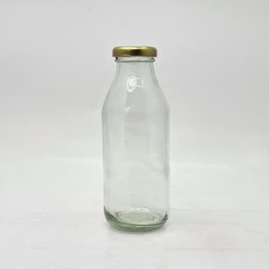 370ml Clear Juice Glass Bottle - Lid Gold