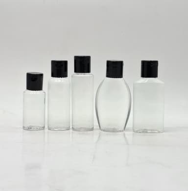 30ml-50ml Clear Bottle - Flip Top Lid Black