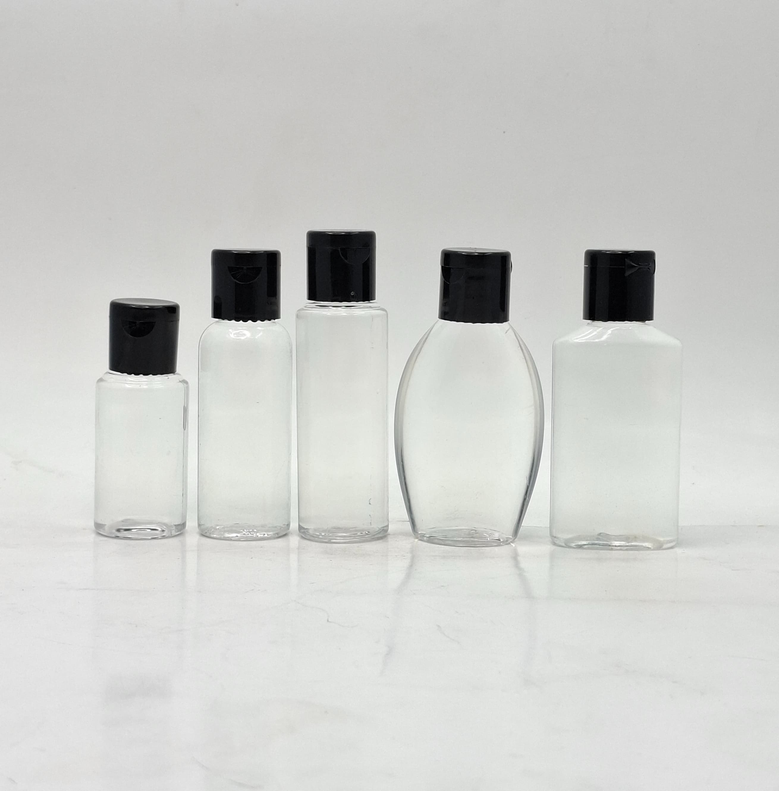 Main image of 30ml-50ml Clear Bottle - Flip Top Lid Black