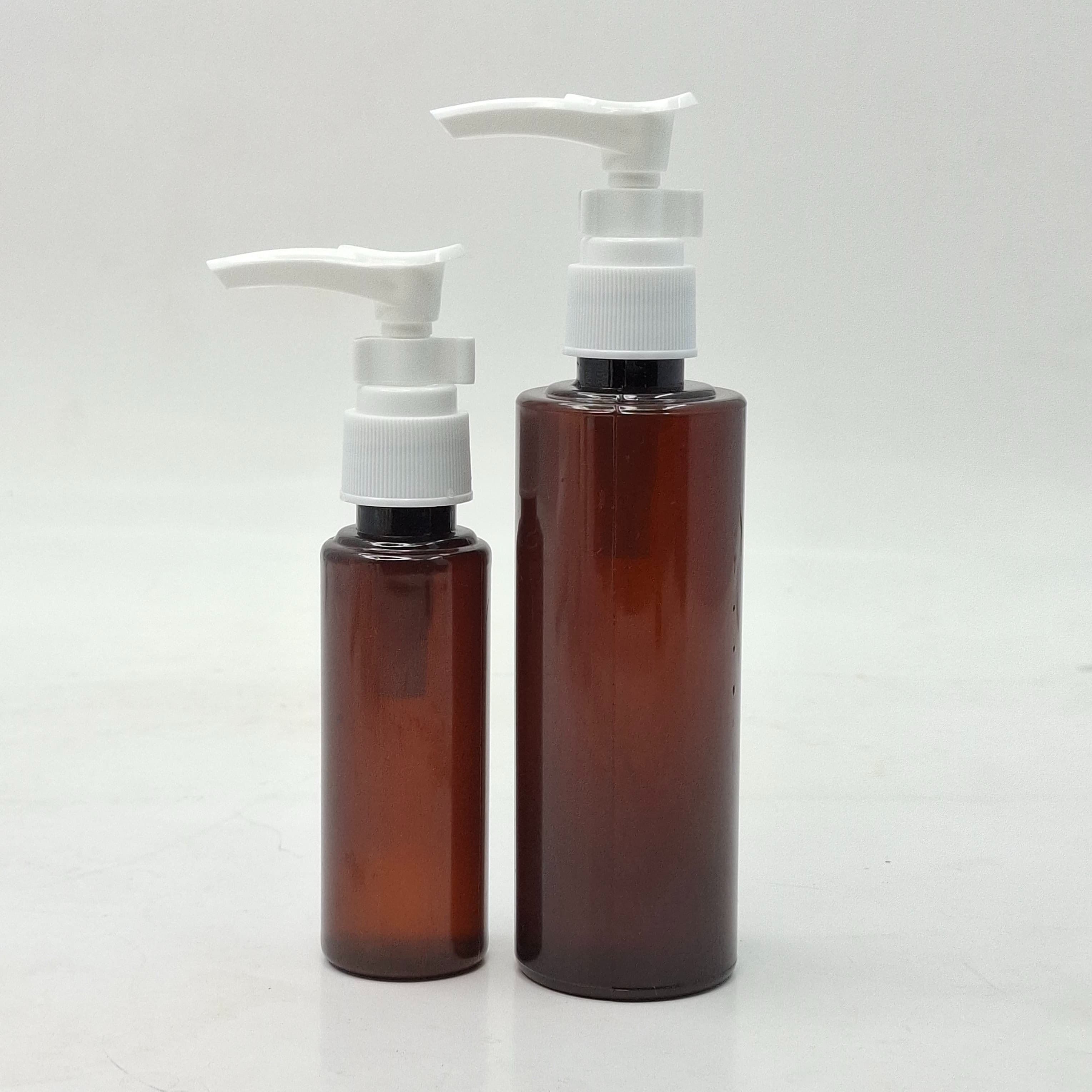 Main image of 50ml-100ml Round Bottle Amber - Clip Pump White