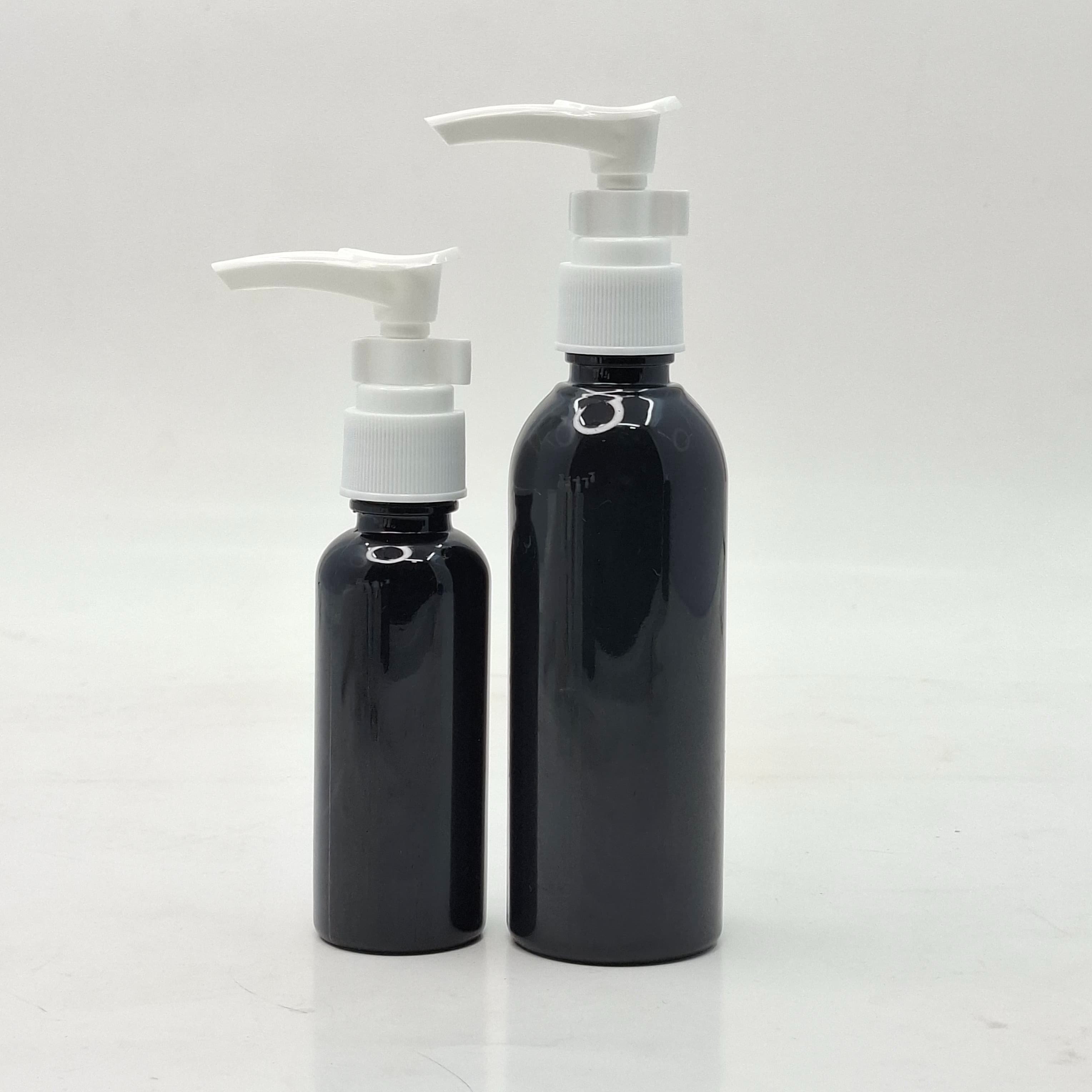 Main image of 50ml-100ml Round Bottle Black - Clip Pump White