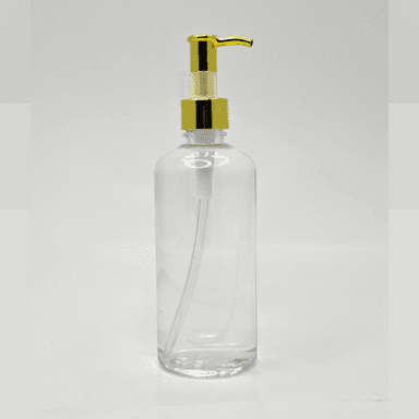 300ml Round Bottle - Gold Long Neck Pump