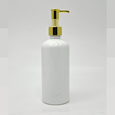 300ml White Bottle - Gold Long Neck Pump
