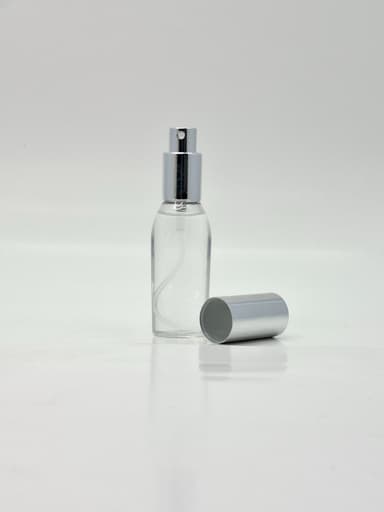 30ml Ovel Bottle White - Shine Silver Spray