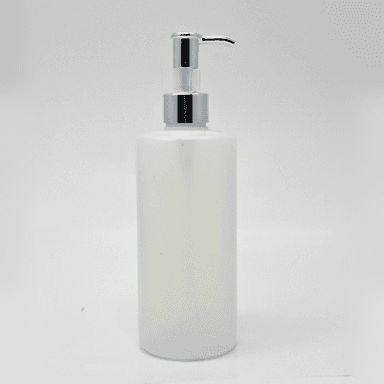 340ml Clear HDPE Bottle - Silver Long Neck Pump