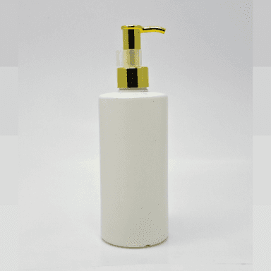 340ml White HDPE Bottle - Gold Long Neck Pump