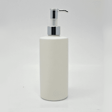340ml White HDPE Bottle - Silver Long Neck Pump