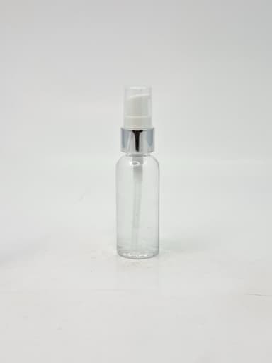 40ml Round Bottle Clear - Silver Pump