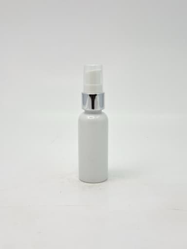 40ml Round Bottle White - Silver Pump