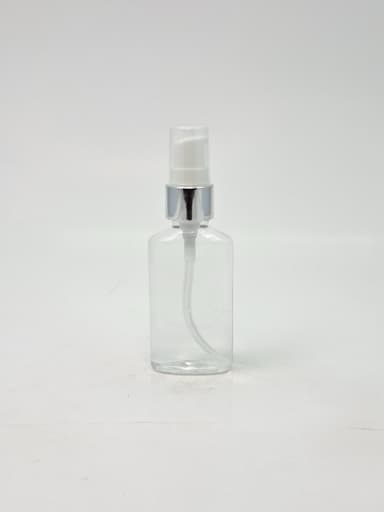 50ml Oval Clear Bottle - Silver Pump