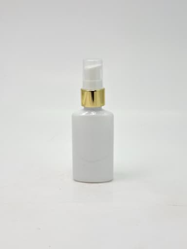 50ml Ovel Bottle White - Gold Pump 