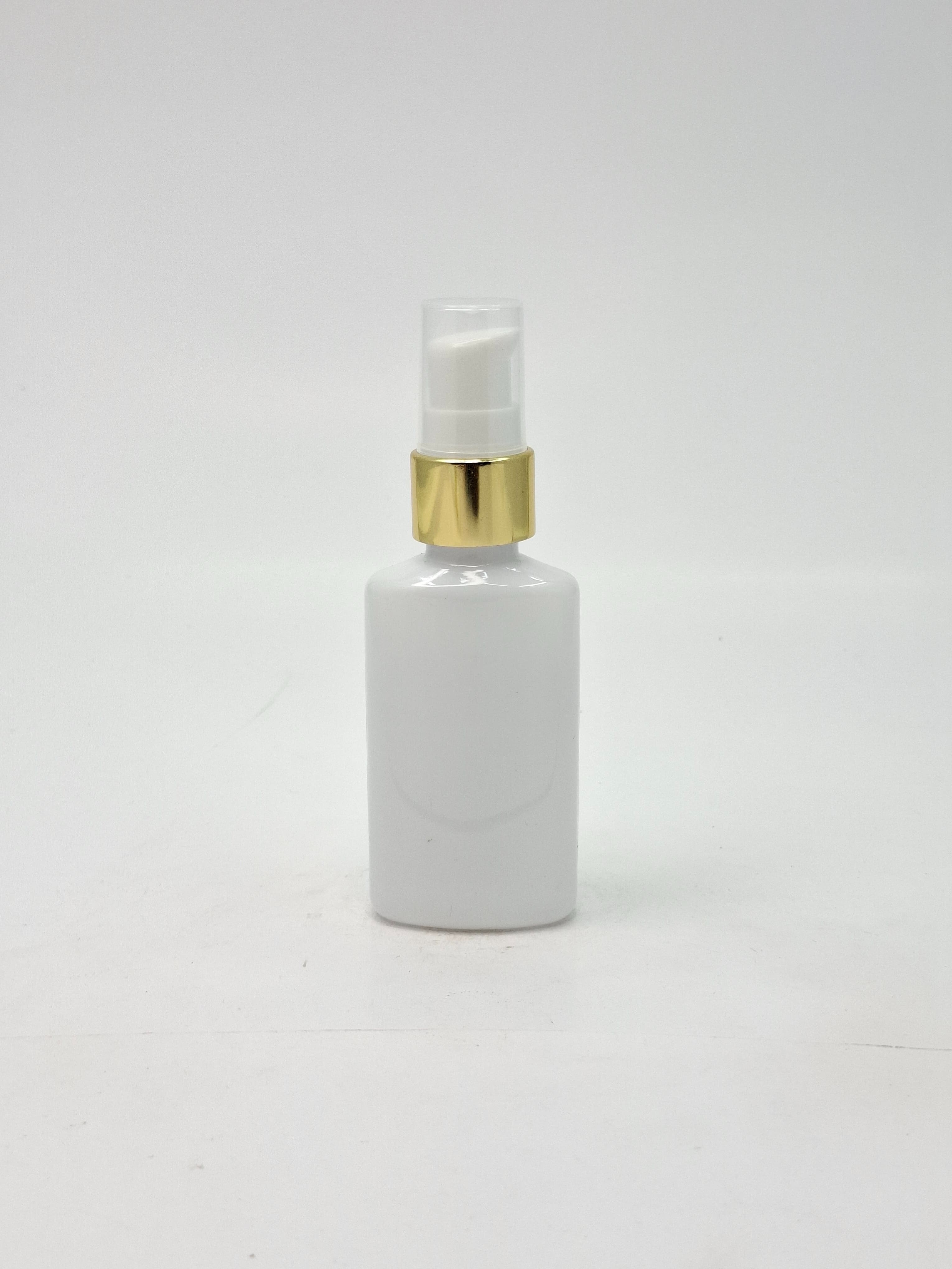 Main image of 50ml Ovel Bottle White - Gold Pump 