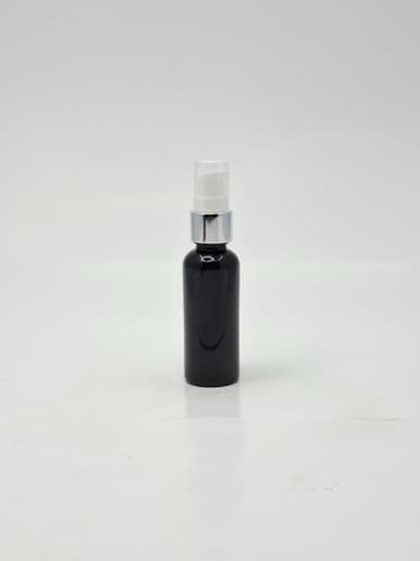 50ml Round Bottle Black - Silver Pump 