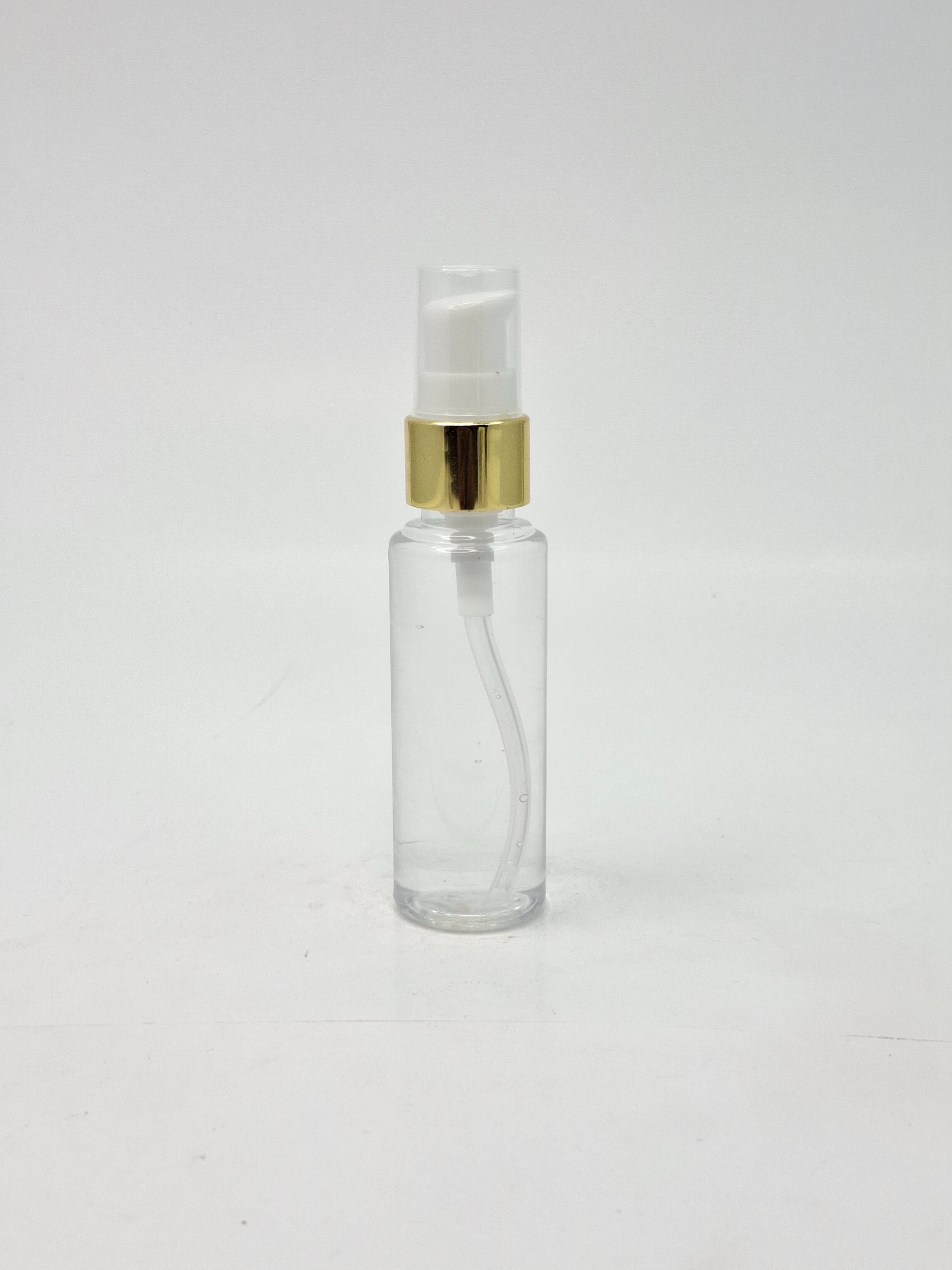 Main image of 50ml Round Bottle Clear - Gold pump