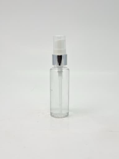 50ml Round Bottle Clear - Silver Pump