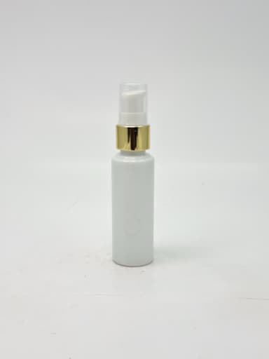 50ml Round Bottle White - Gold Pump