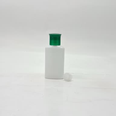 50ml Oval White Bottle - Oil Lid Green
