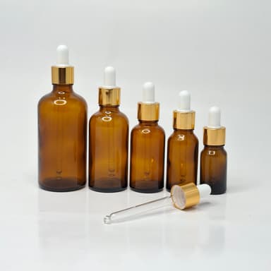 Amber Serum Bottle - Gold / White