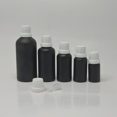 Black Glass Bottle - White Euro Dropper