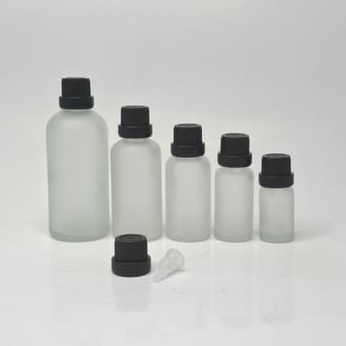 Frosted Glass Bottle - Black Euro Dropper
