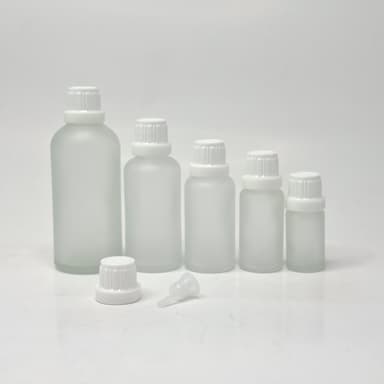 Frosted Glass Bottle - White Euro Dropper