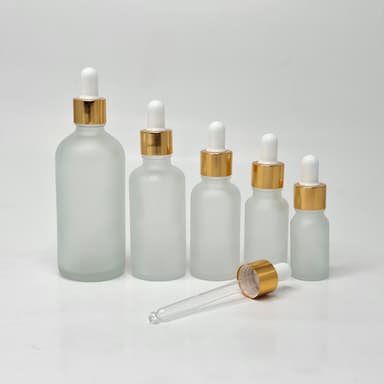 Frosted Serum Bottle - Gold / White