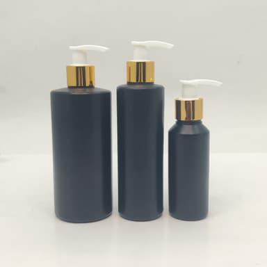 100ml-340ml HDPE Black Bottle - Gold White Pump