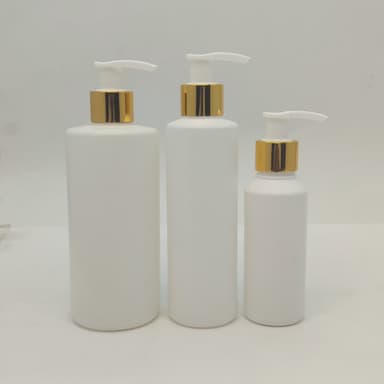 100ml-340ml HDPE White Bottle- Gold White Pump