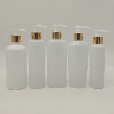 150ml-300ml Milk White Bottles - Gold/White Pump