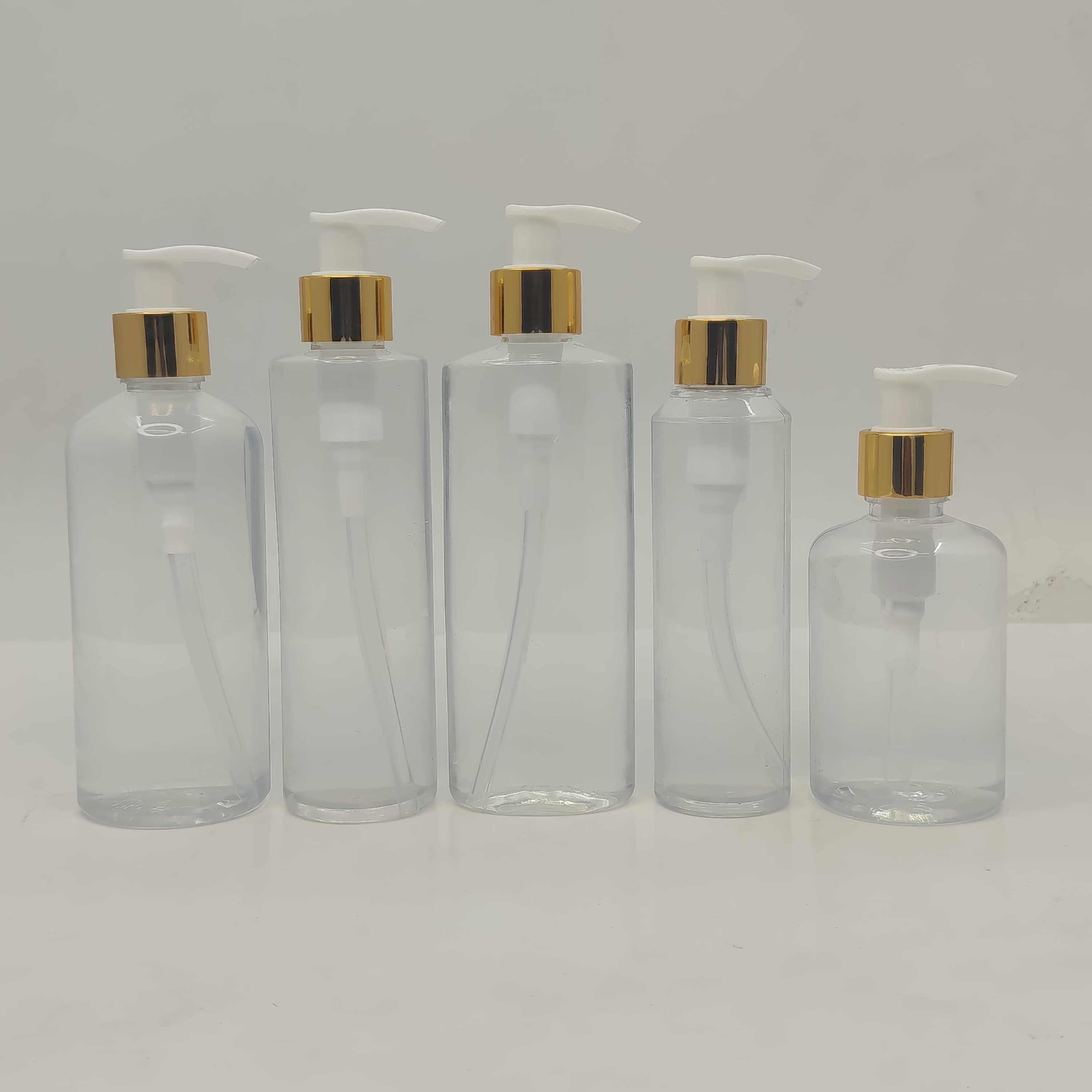 Main image of 150ml-300ml Clear Bottles - Gold/White Pump
