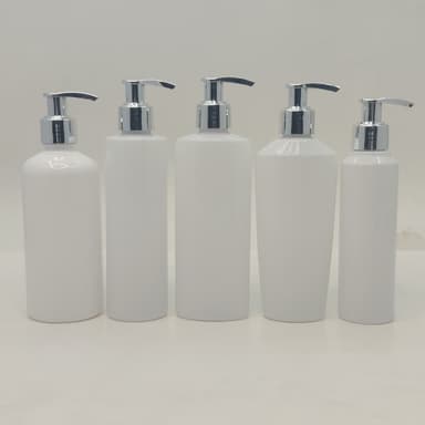 150ml-300ml Milk White Bottles - Silver Pump