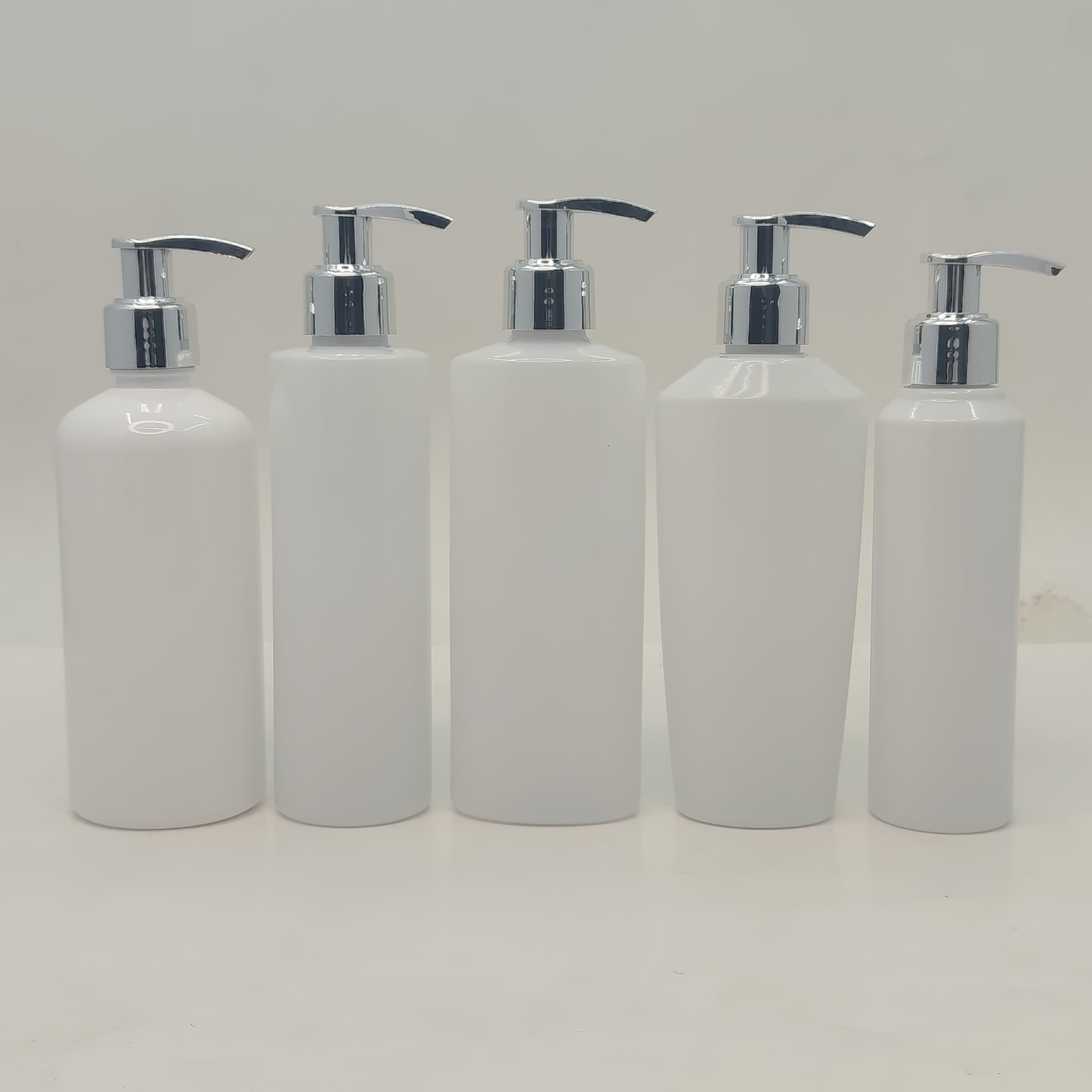 Main image of 150ml-300ml Milk White Bottles - Silver Pump