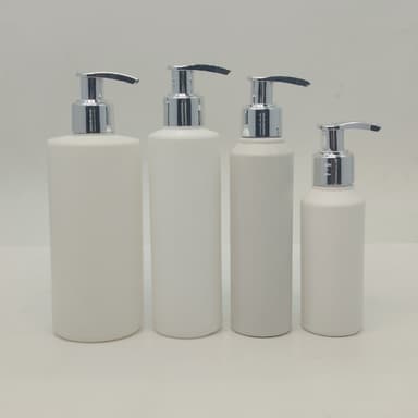 HDPE White Bottle - Silver Pumps