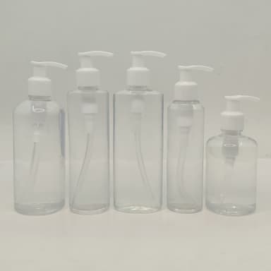 150ml-300ml Clear Bottles - White Pump